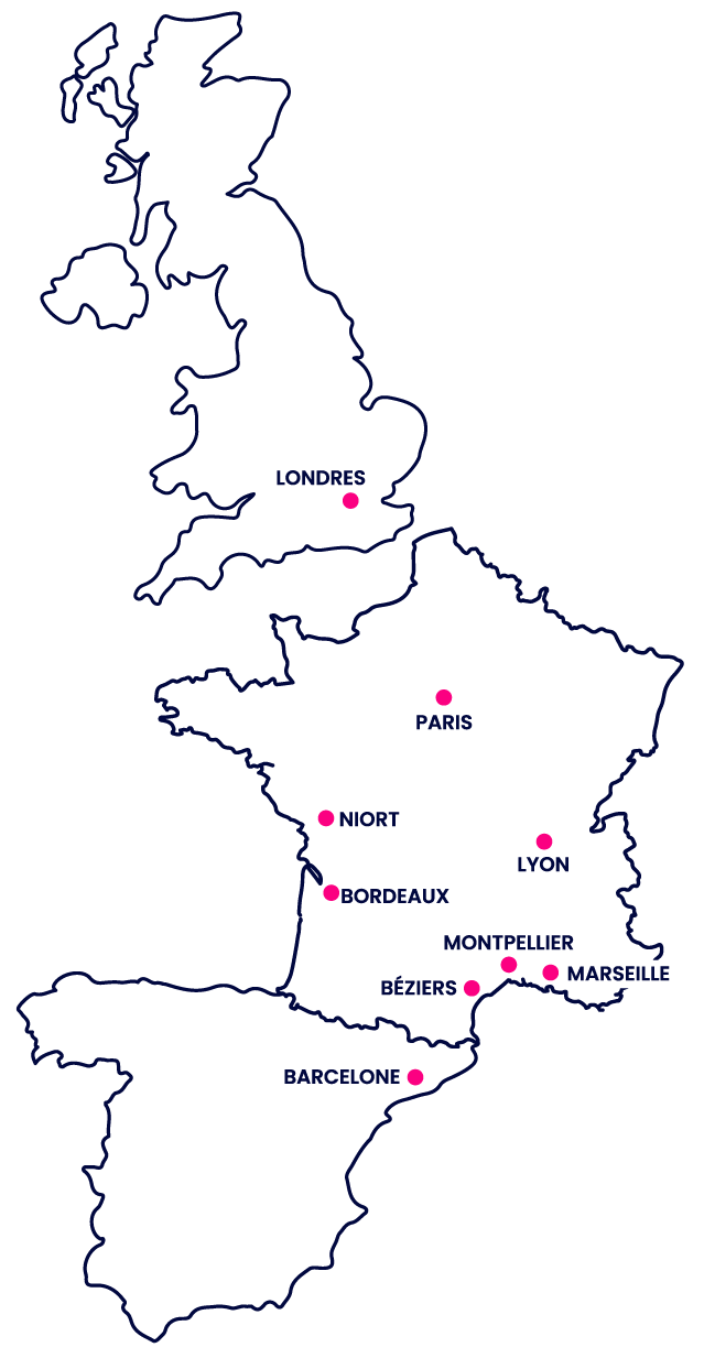 Carte des villes, présence lundi matin